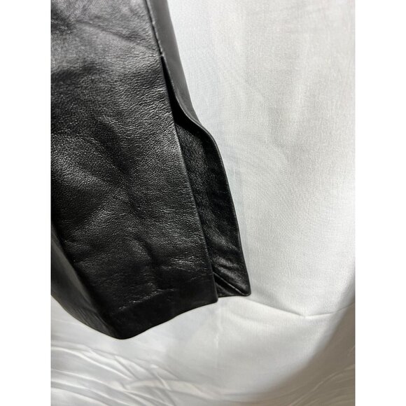 Elegant Black Leather Flare Pants - Picture 3 of 6